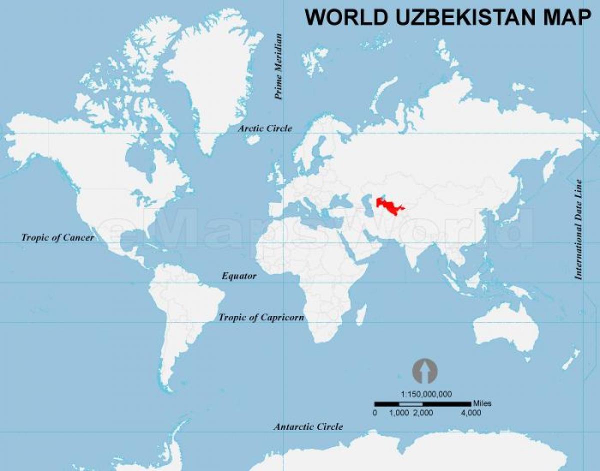 Usbekistan plassering på verdenskartet