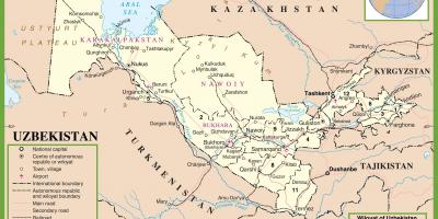 Kart over Usbekistan politiske 