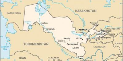 Kart over Usbekistan byer