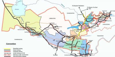 Usbekistan jernbane kart